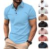 New Men's Casual POLO Shirt Ribbed Lapel Fashion Buttons Business Solid Colour Versatile T-shirt Tops
