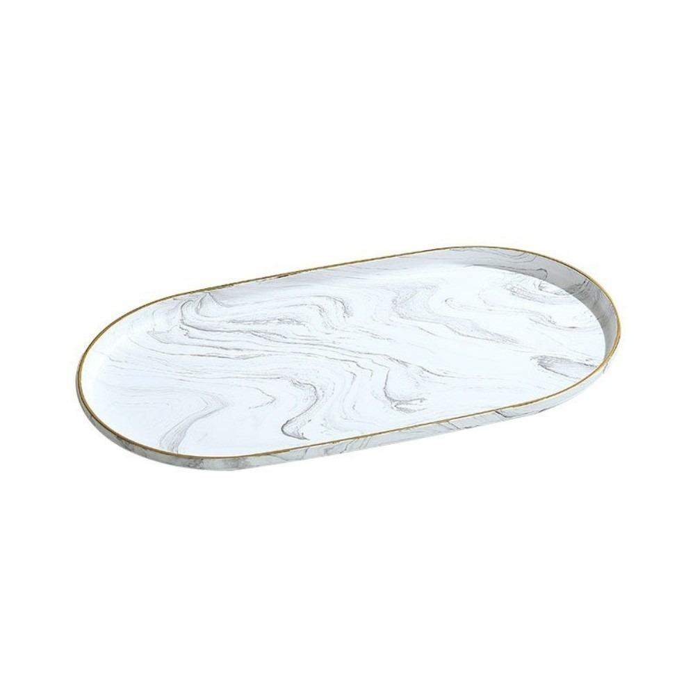 Multi Functional Marble Oval Disk Marble Texture Oval Dish Jewelry Display Plate  Living Room