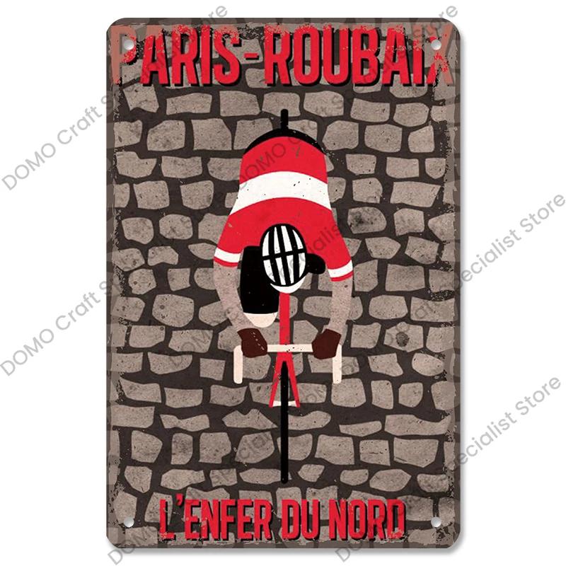 Placa de bicicleta Placa de lata de metal Ciclismo Corrida Vintage Metal Poster Wall Art Decor para Bike Club Garage Man Cave