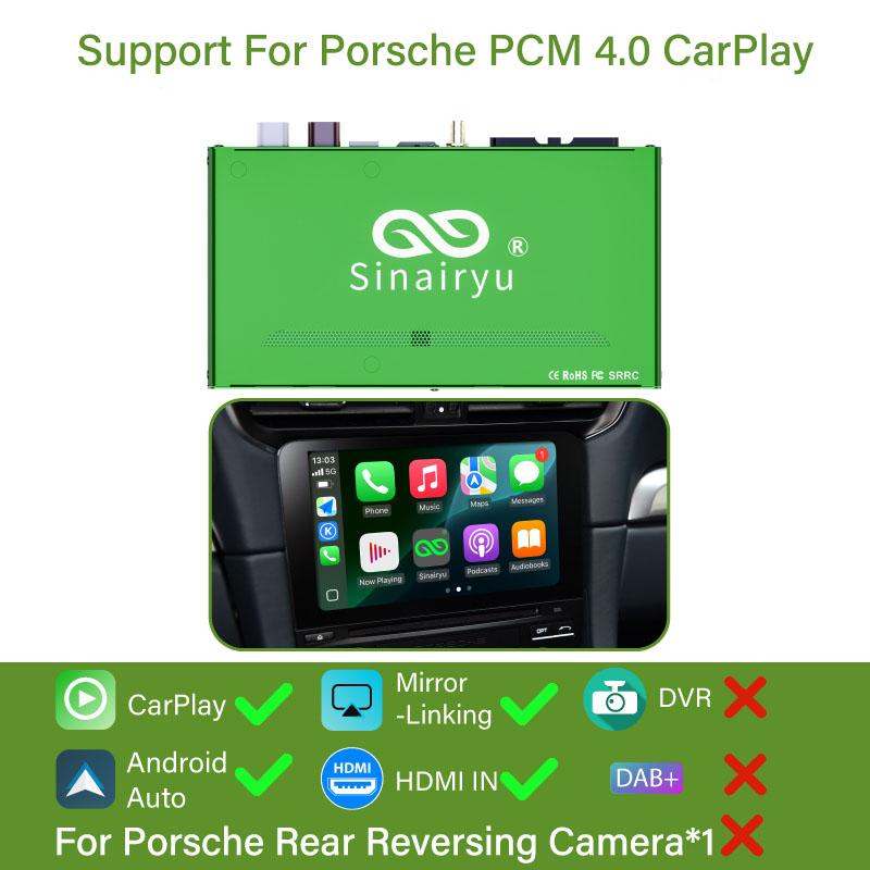 

Sinairyu Беспроводной CarPlay Android Auto DAB DVR HDMI совместимый для Porsche Cayenne Macan 911 PCM 4.0 Mirror-Link Without DVR/DAB/Camera