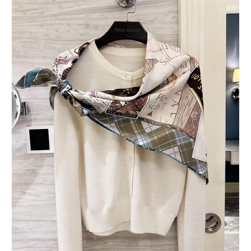 NINA SOLOR Double-Sided Sand Washed Twill Silk Scarf