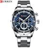 CURREN Herrenuhr Blaues Zifferblatt Edelstahlarmband Datum Herren Business Wasserdicht Herren Armbanduhren