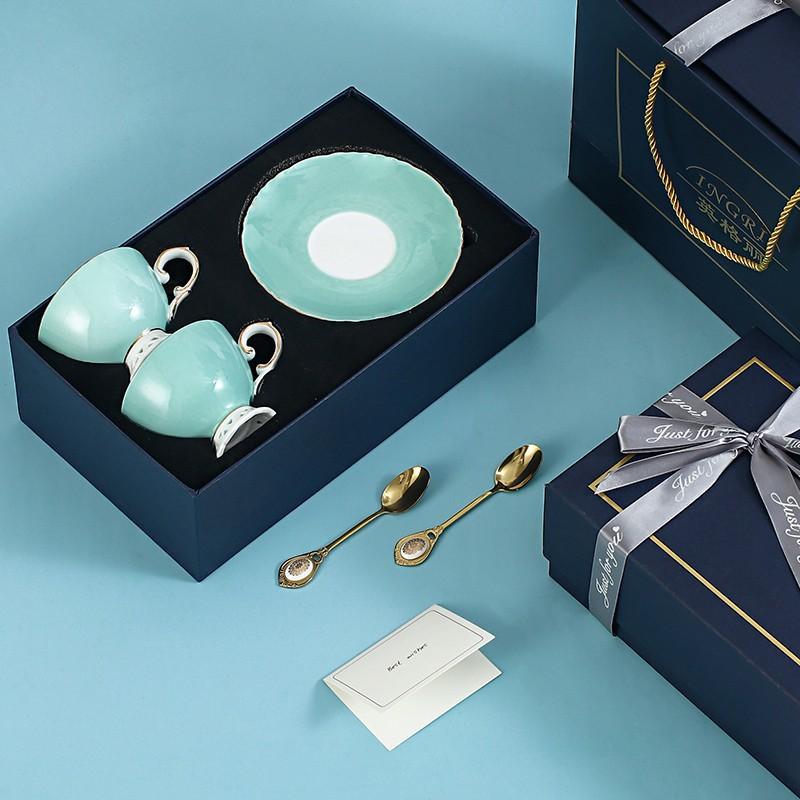 Light Luxury Bone China Coffee Cups And Saucers, High-End Exquisite Household Afternoon Tea Set, Cup Couple Cup Gift Box.
