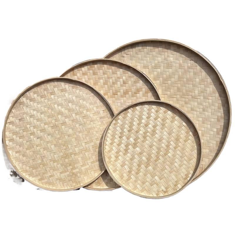 Große handgefertigte Bambus-Worfschale: Rattan gewebt, dekorativ und ideal zum Trocknen von Waren.