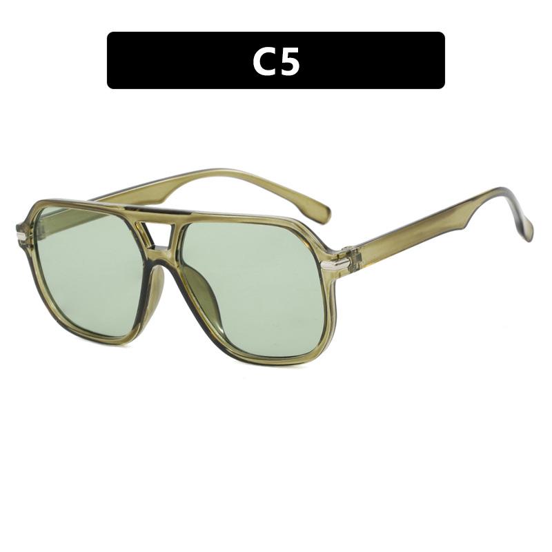 2024 Double Beam Square Sunglasses: Simple European & American Fashion, Trendy for Women