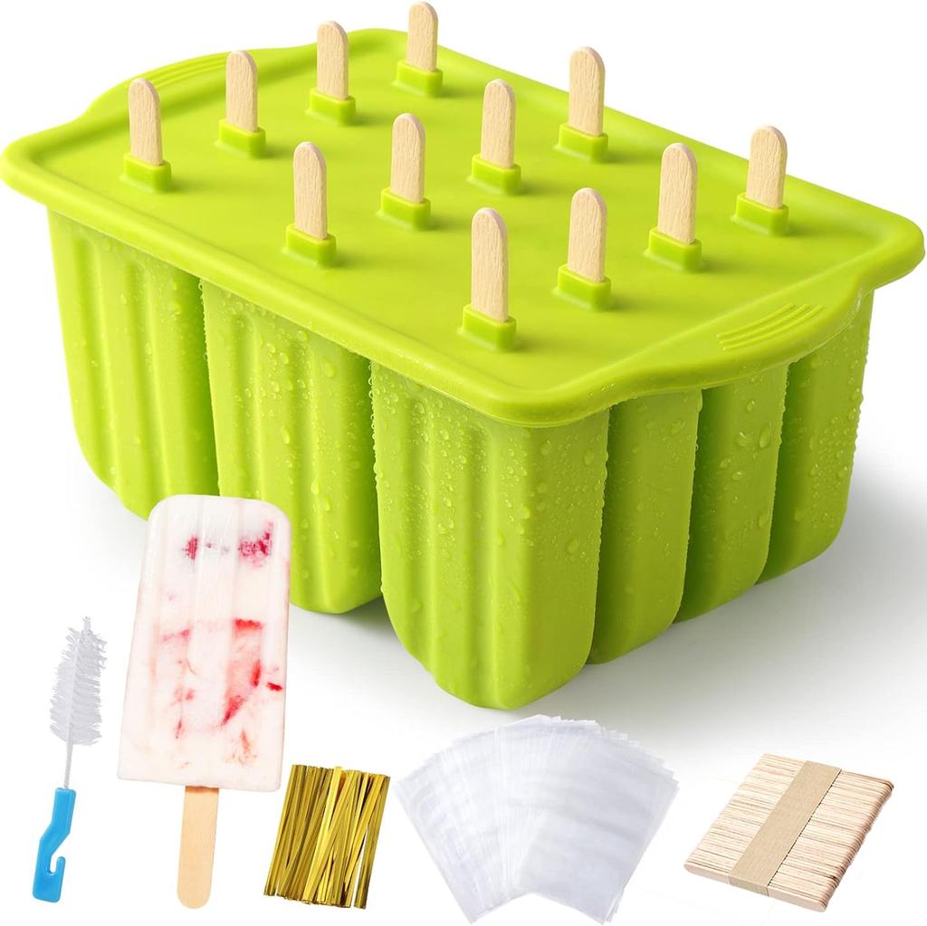 Eis am Stiel Formen Silikon BPA-frei 12 Stück Eis am Stiel Schalen für Gefrierschrank Hausgemachtes Eis Eis am Stiel Formen