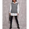 Women's Autumn and Winter Vest Women's Solid Color Top V-neck Slit Hem Sweater Vest Outside Clothes for Women