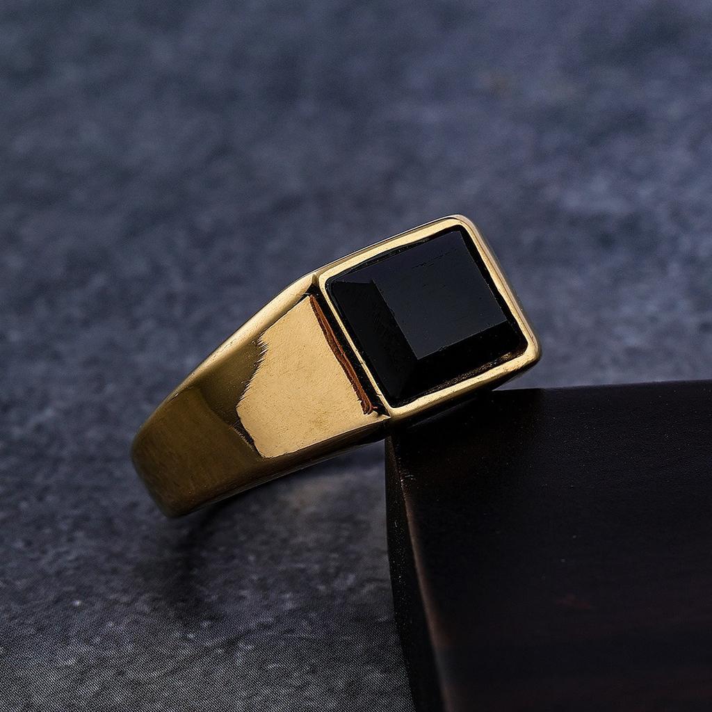 Jewelry, Gemstone Ring, Fashion Atmospheric Ring, Square Black Gemstone Ring