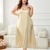 Women’s Plus Size Sling Nightgowns Satin Imitation Silk Pajama Dresses Oversized Sleepshirts Nightwear Large Size Home Casual Wear Lounge Dress