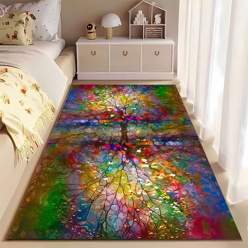 Colorful Tree Reflection Art suitable as a non-slip mat for the living room or bedroom sofa