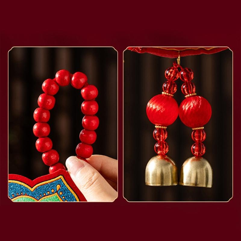 Pack of 2 Easy to Install Festival Decorations for Chinese New Year Velvety Cotton Materials Multiple Scene Hanging Ornament