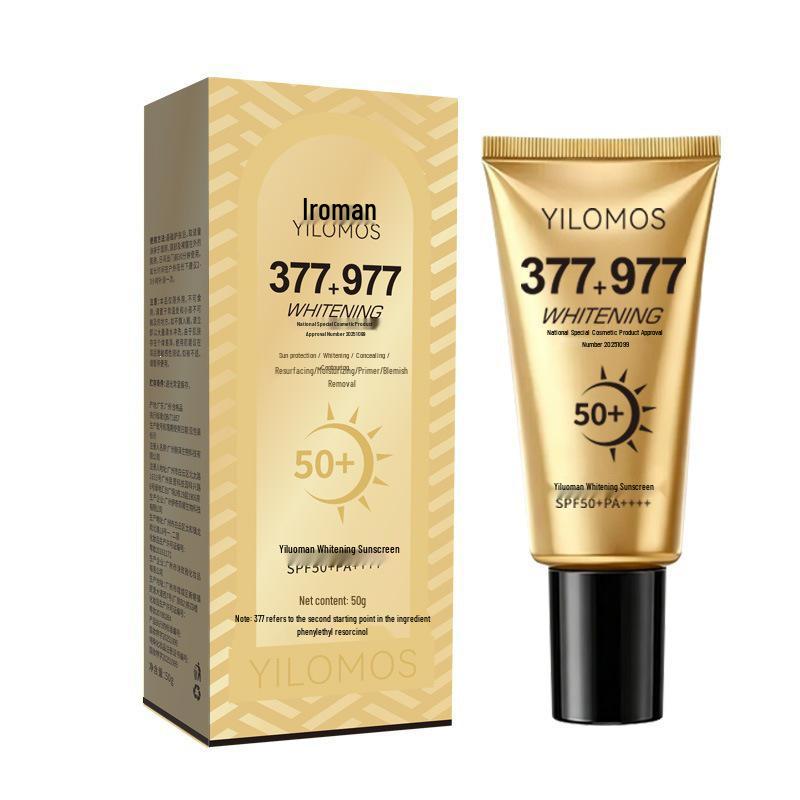 YILOMOS Gold Flat Bottle Sunscreen: Bare-Face Whitening & Skin Nourishing Triple Sun Protection YILOMOS Small Gold Flat Bottle Sunscreen