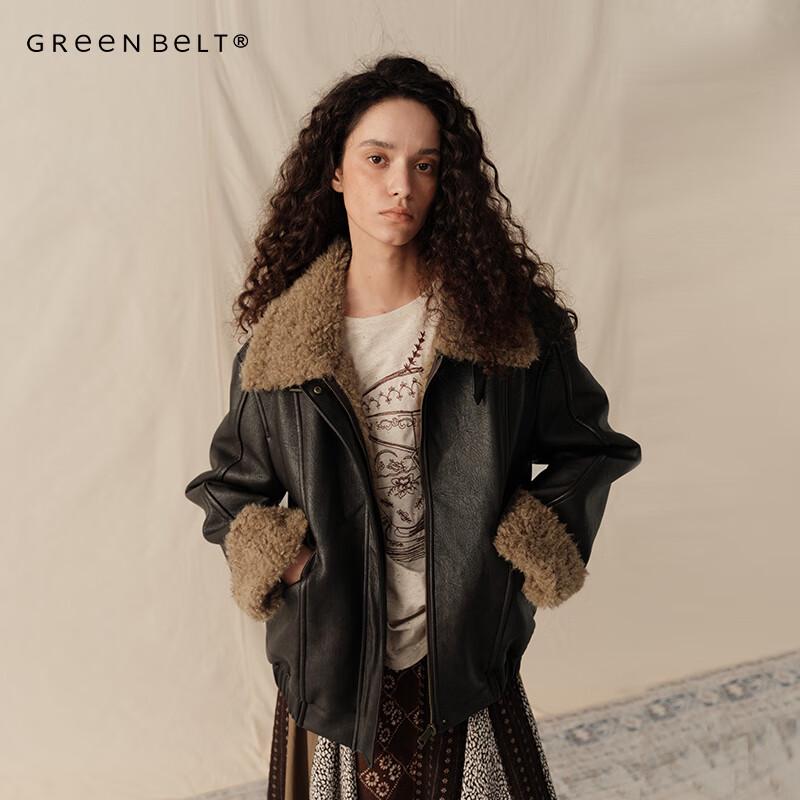 

ЗЕЛЕНЫЙ ПОЯС Женская дубленка мотоциклетная куртка M