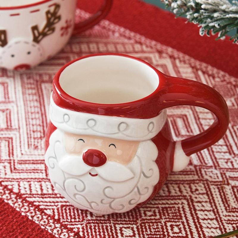 Christmas Mug New Year Gift Cartoon Reindeer Santa Claus Breakfast Coffee Milk Cup 3d Appearance Ceramic Water Cup Tea Mug