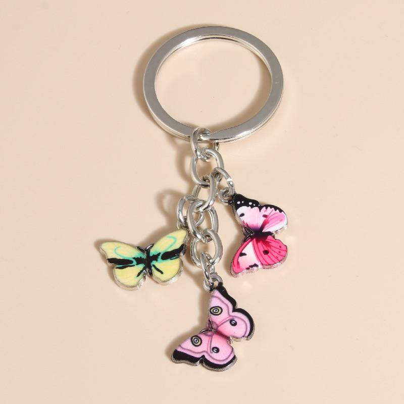 Cute Colorful Butterfly  Enamel Flying Animals Key Chains For Women Girls Accessorie Handmade Jewelry Bag Charm