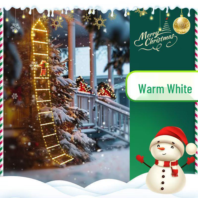 LED Christmas Climbing Ladder Lights with USB Santa and Colorful Stars for Outdoor Decoration