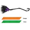 Halloween Party Witch Broom Plastic Broomsticks Kid Broom with Ribbons Props for Halloween Cosplay Costume Party Decor