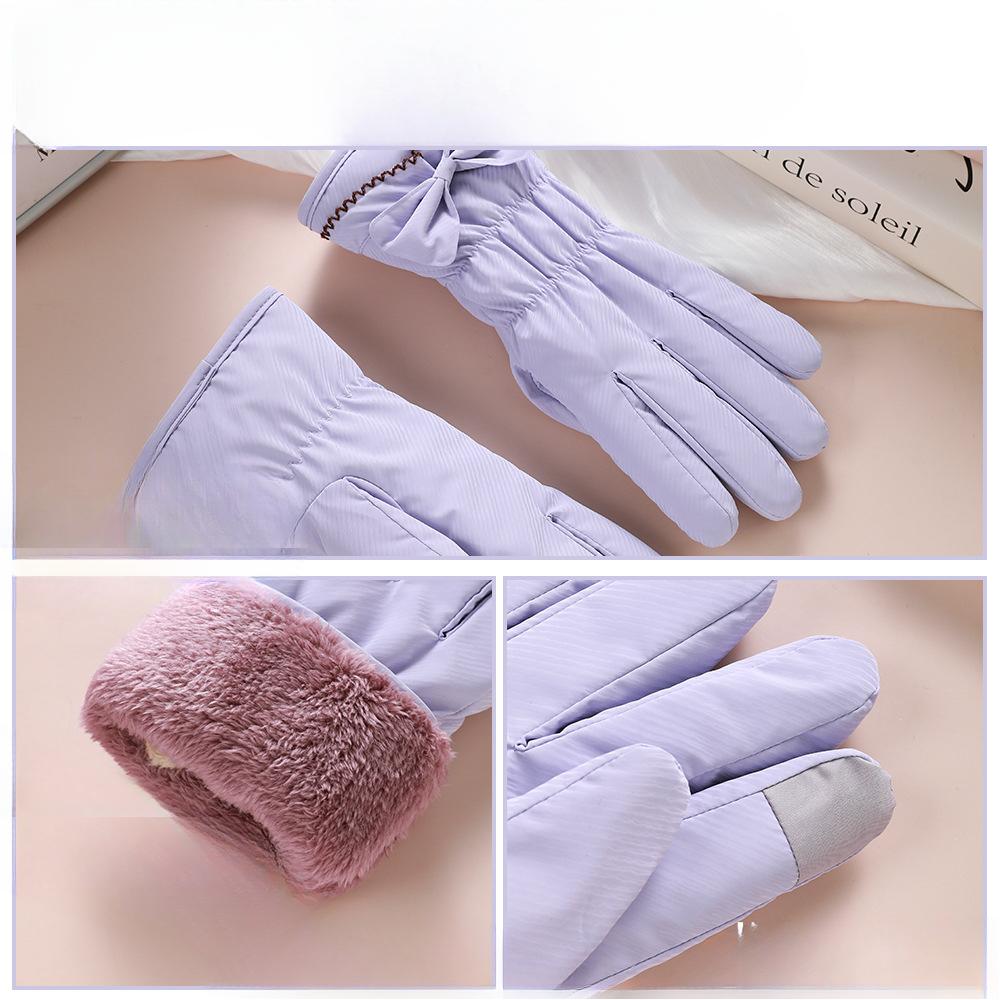 Warm Gloves for Women Outdoor Riding and Driving Touch Screen Skin Feeling Plus Velvet Thickened Windproof Cold Autumn and Winter Gloves