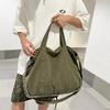 Canvas Bag Women's Large Capacity Crossbody Bag Student Class Shoulder Bag Solid Color Men Messenger Bag