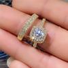 Huitan Classic Women s/Set Ring with Sparkling CZ Party Accessories Trendy Versatile Wedding Gold Color/CopperColor Jewelry