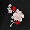 Mother Day Brooch with Strong Pin Design Imitation Pearl Cubic Zirconia Inlay Flower Shape Sweater Badge