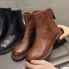 Fashion Women Ankle Boots Genuine Leather British Style 2025 New Winter Fashion Women Boots Thick Bottom Lace-up Short Boots Women