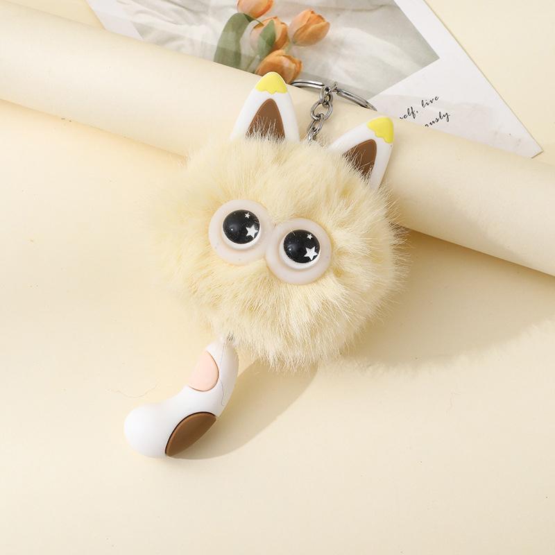 Cute Plush Toy Cat Doll Keychain Fluffy Soft Anime Stuffed Key Ring Backpack Bag Pendant Lovely Gift