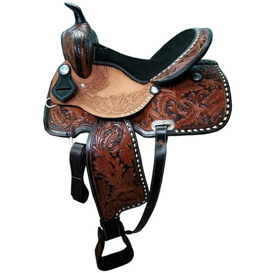 Premium Leather Western Horse Saddle Suede Seat 12 Inch