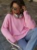 Einfarbiger Rundhals-Pullover Herbst Lockerer Strickpullover Ins Pullover Pullover Damen