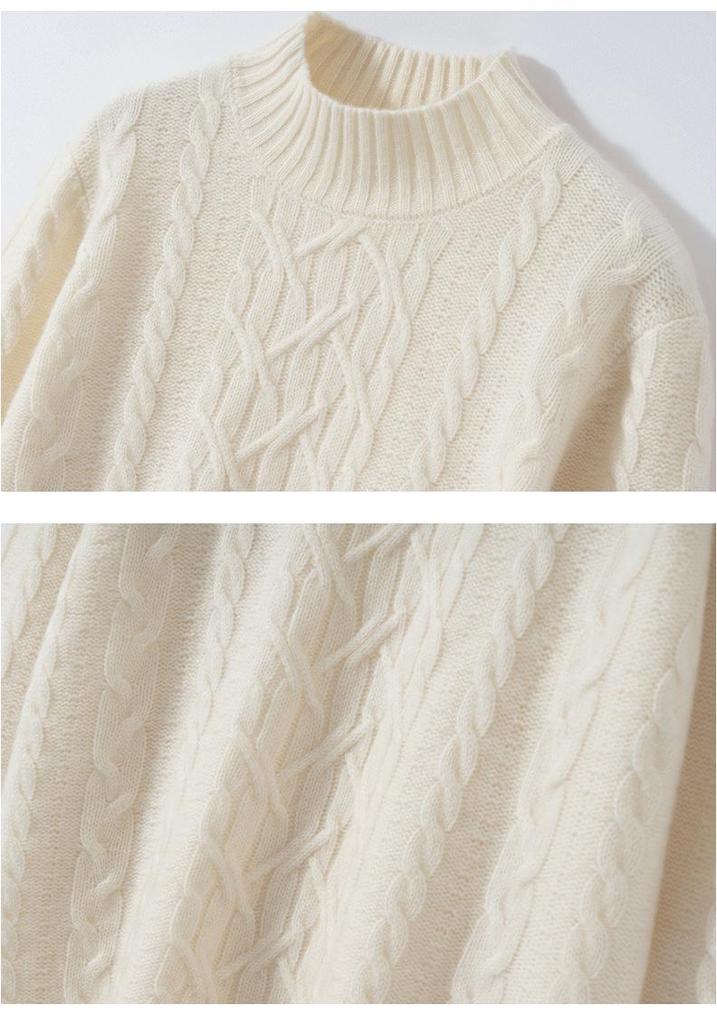 High Neck Cashmere Knit Women's Slimming Sweater - Autumn & Winter Fashion