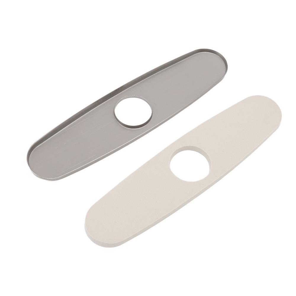 Brushed Finish Sink Faucet Hole Cover 304 Stainless Steel Oval Shaped Faucet Decorative Panel Single Hole Compatible