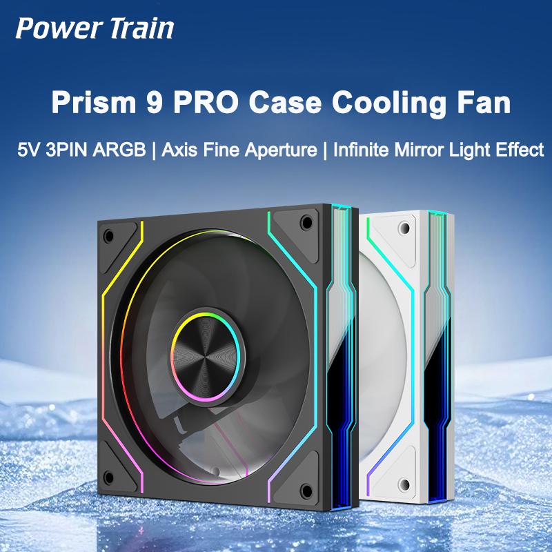 Power Train PRISM 9 Pro Case Fan 120mm 5V 3PIN ARGB Temperature control Desktop Compute Quiet Cooling Fan White Reverse