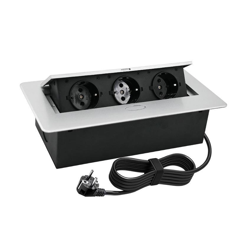 European Standard Desk Power Cord Box: Embedded, Flip-up Multi-functional Hidden Socket