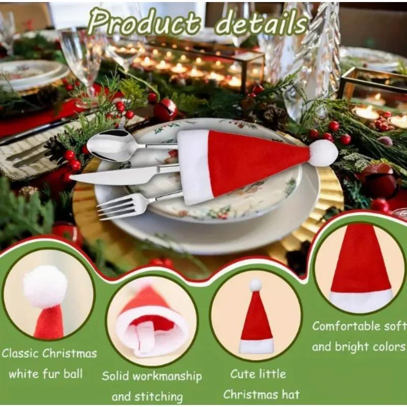 5/100PCS Mini Santa Hat Creative Wine Bottle Covers Lollipop Cap Xmas Tree Ornaments Christmas Dinner Table Decor New Year Gifts