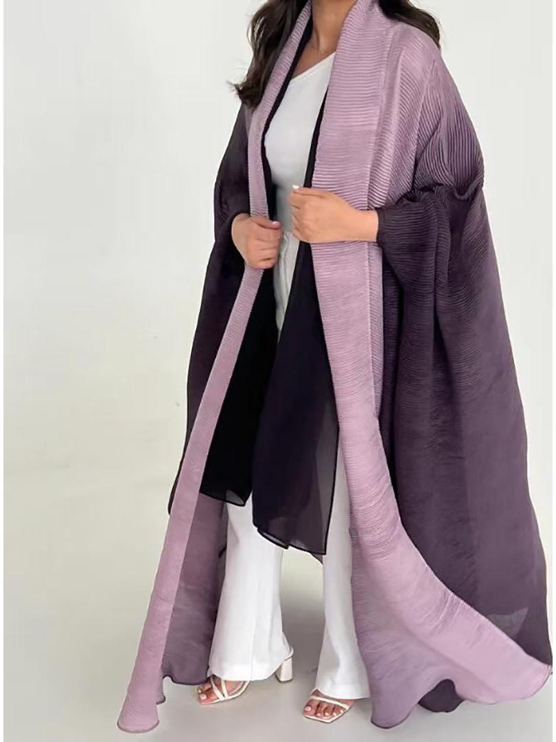 

2023 Мияке Градиентные Плиссированные Осенние Длинные Рукава Универсальный Плащ-Кейп One Size 80-200 фиолетовый