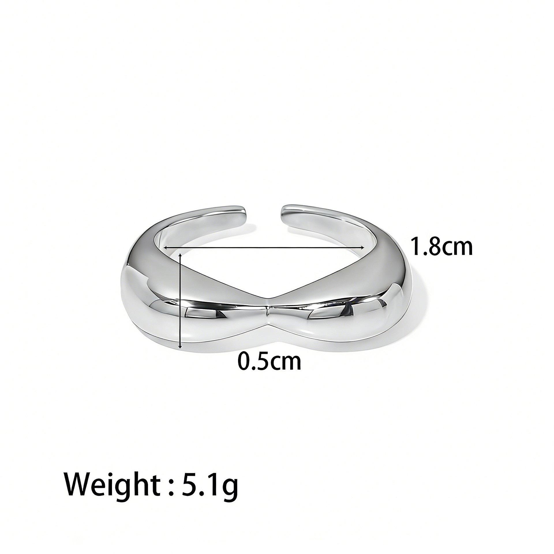 Elegant Women s 18K Gold-Plated Titanium Steel Cross Open Ring Circumference 54MM - US7