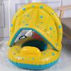 Baby Swim Ring with Sunshade, Toddler Inflatable Boat Float with Steering Wheel