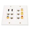 Ethernet Wall Plate HD Multimedia Interface CAT6 TV F Head RCA Coax Ethernet Wallplate for Home Offi