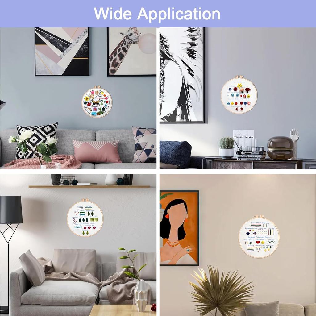 Embroidery Kit for Beginners 4 Sets, Embroidery Kit for Adult Practice Kit for Hand Craft Lover, Starters Cross Stitch Kits with Embroidery Cloth,