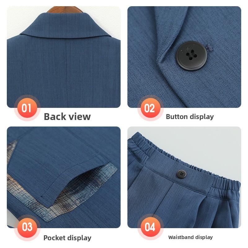Boys Formal Suit Set Double Breasted Blazer Long Sleeve Shirt Tie Pants Kids Outfit for Wedding Party School Performance 2-12 Y
