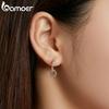 Bamoer 925 Sterling Silver Vintage Double Circle Ear Buckles Interweave Twist Round Earrings for Women Fine Jewelry Gift SCE1199