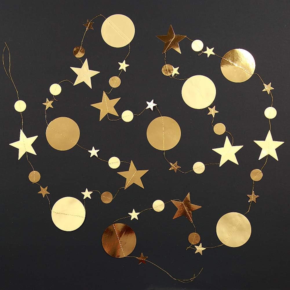 Sparkling star discs flower garlands banners decorations golden party ceilings hanging decorative ribbons birthday backgrounds baby showers New