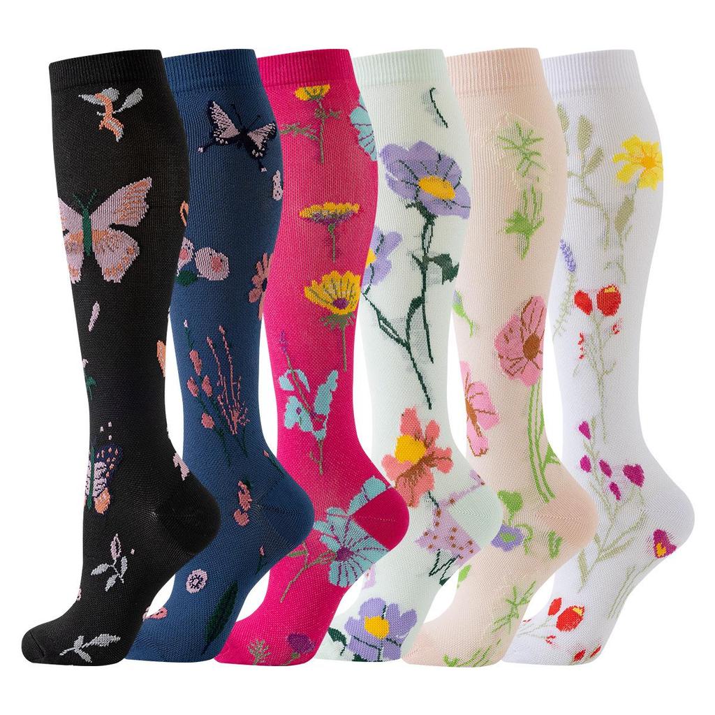 Herbst Damen Europäische & Amerikanische Sport Kniehohe Kompressionssocken, Hochelastische Schlankheits-Wadensocken