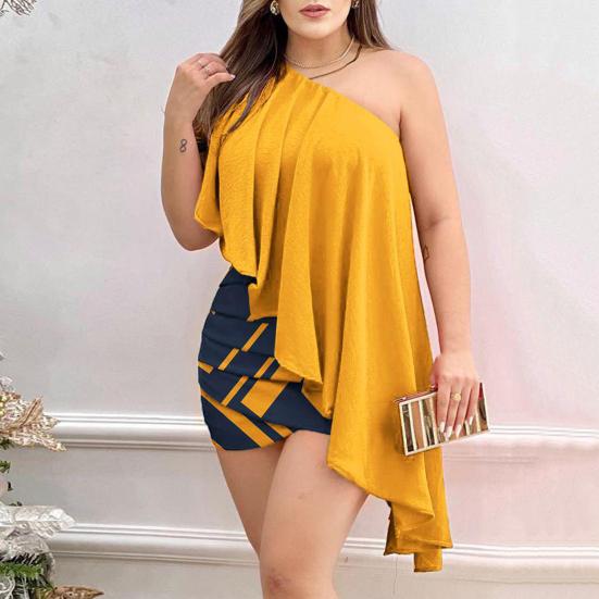 Ruched Asymmetrical Waist Tight Backless Sexy Dress Women One Shoulder Slim Fit Evening Party Dress