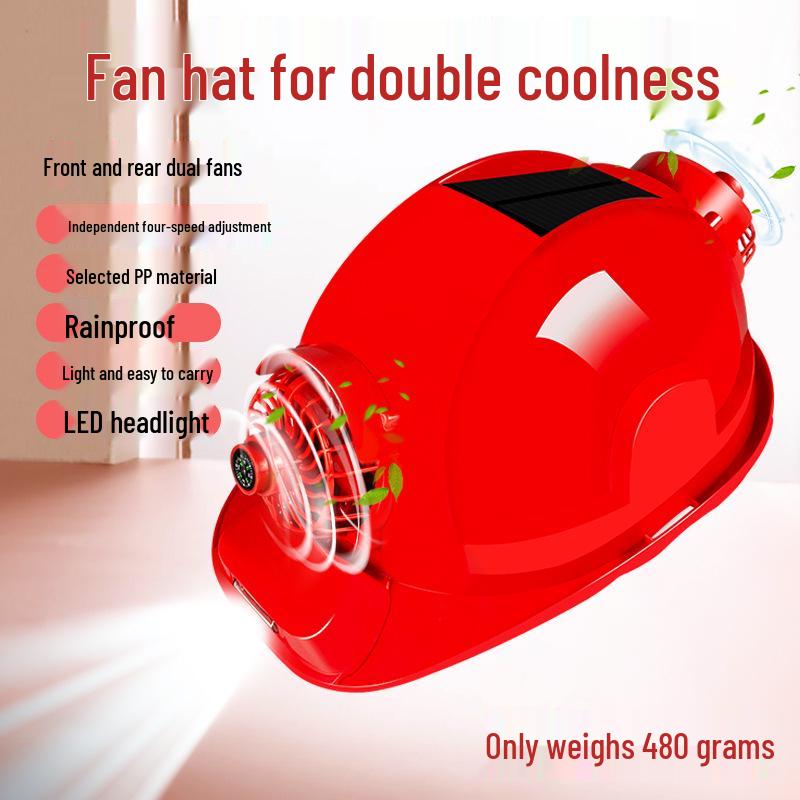 Solar-Powered Dual Fan Hat with Lamp: Lightweight, Breathable Summer Cooling Headgear with Sun Protection