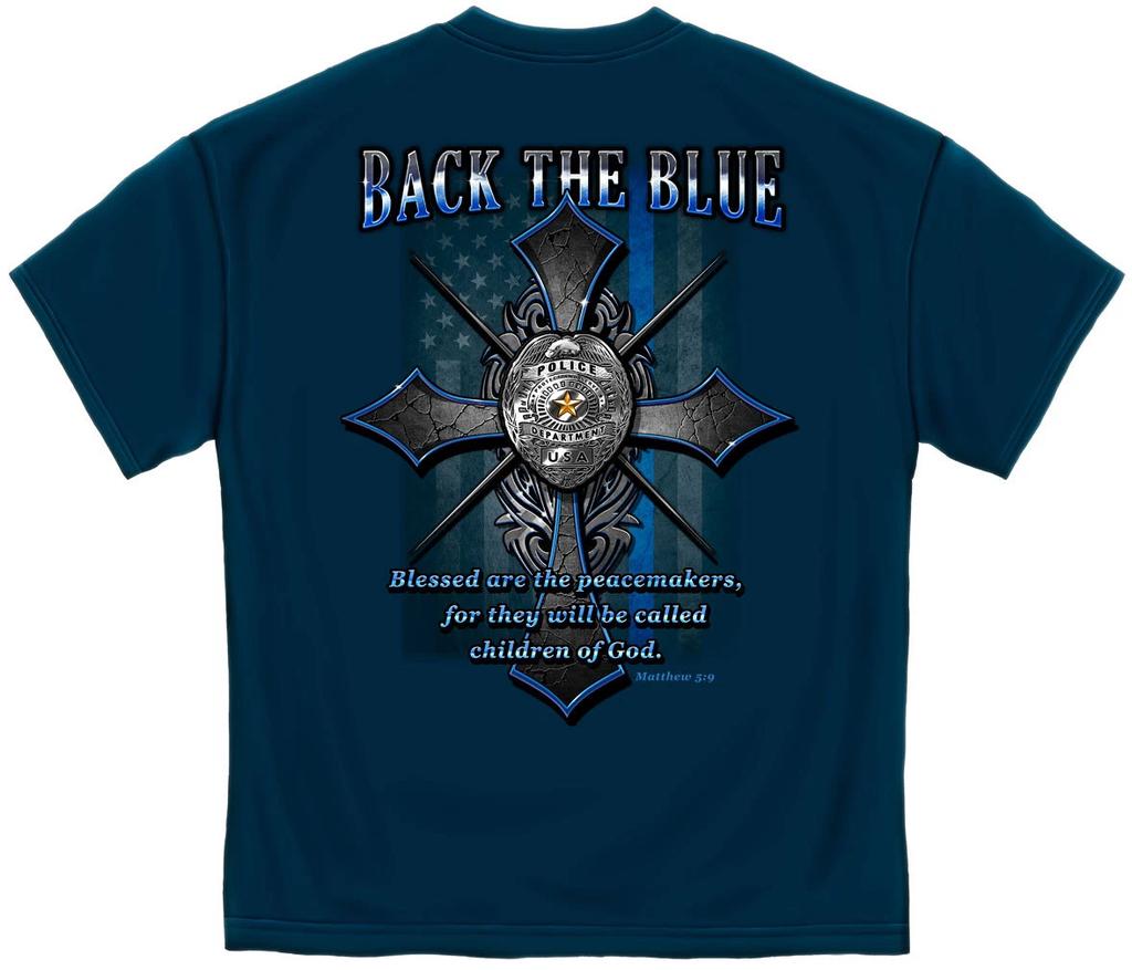 New BACK THE BLUE T Shirt LAW ENFORCEMENT Thin Blue Line