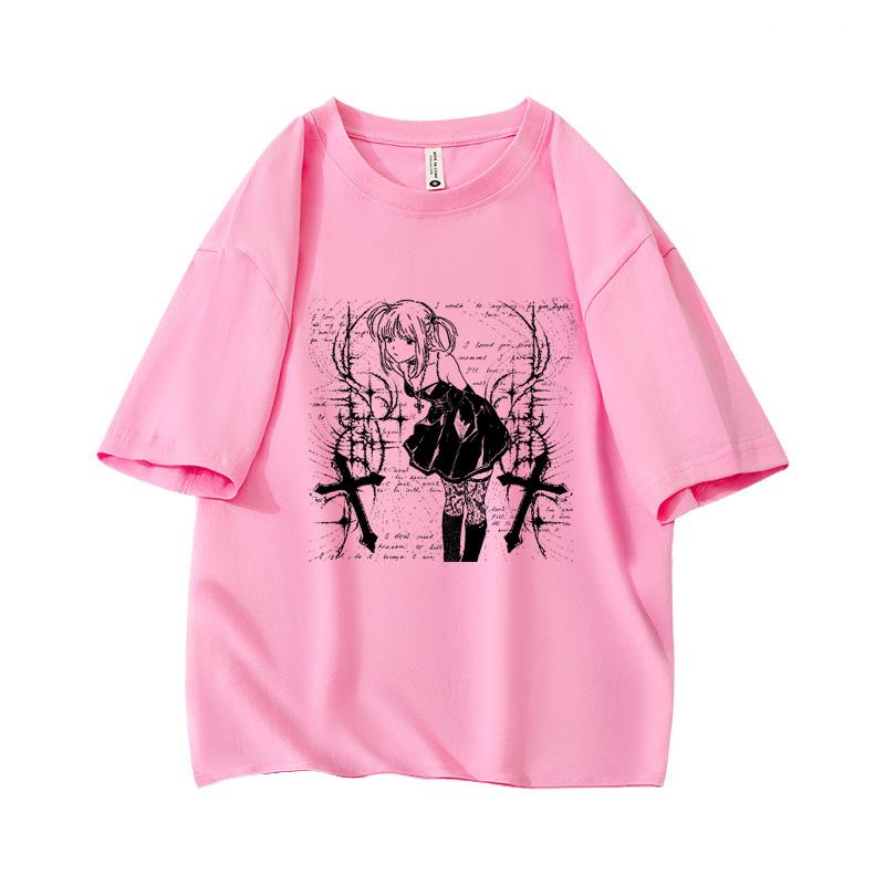 

Y2k Grunge Misa Anime Oversized Short Sleeve O Neck T Shirt Graphic Print 100 Cotton 2000s Vintage Women Tops clothes Summer L