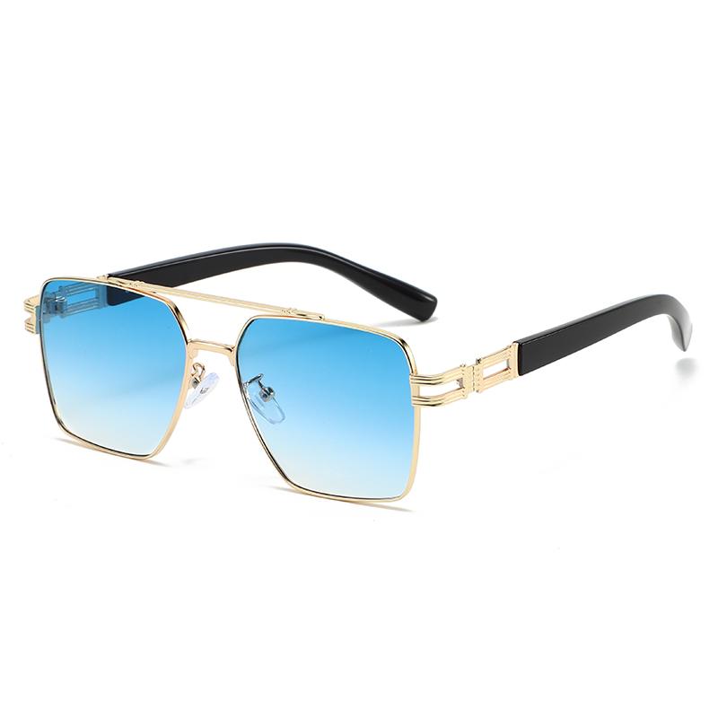 

New Frameless Edged Double Beam Square Sunglasses Men s High-end Personalized Glasses Sun Protection Sunglasses 7739 синий