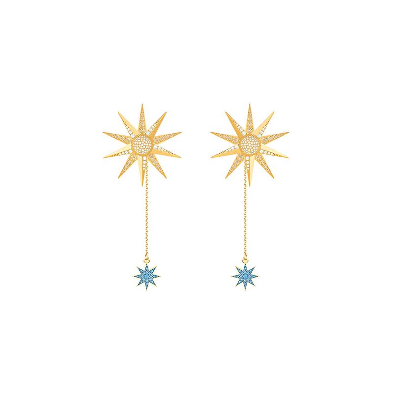 Swarovski Lucky Goddess Sun Pierced Earrings Women s Gold Plated 5464169 золотой