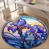 1PC Iris StainedGlass Office Round Area Rug, Indoor Mat Suitable ForOffice, Under Office Chairs Bedroom Living Room Home Decor, Room Deco,  F009